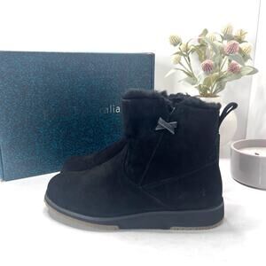EMU Australia Beach Mini Leather Merino Wool Lining Boots Black Women's 5 NWB
